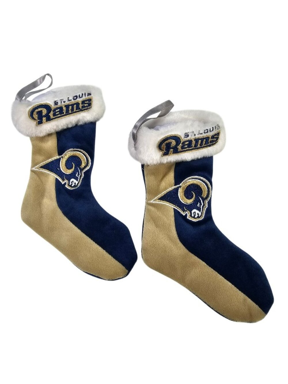 St. Louis Rams Set of 2 Velvet Christmas Stockings 7x3" Embroidered Logos